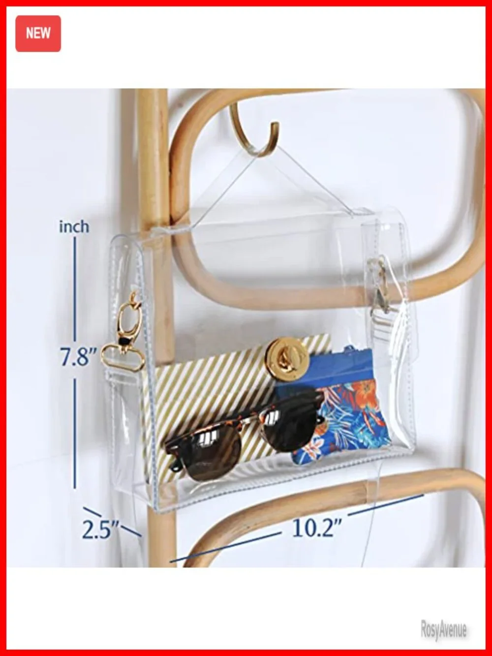 Clear Satchel Crossbody Bag with Turn Lock, Stadium Approved PVC Handbag